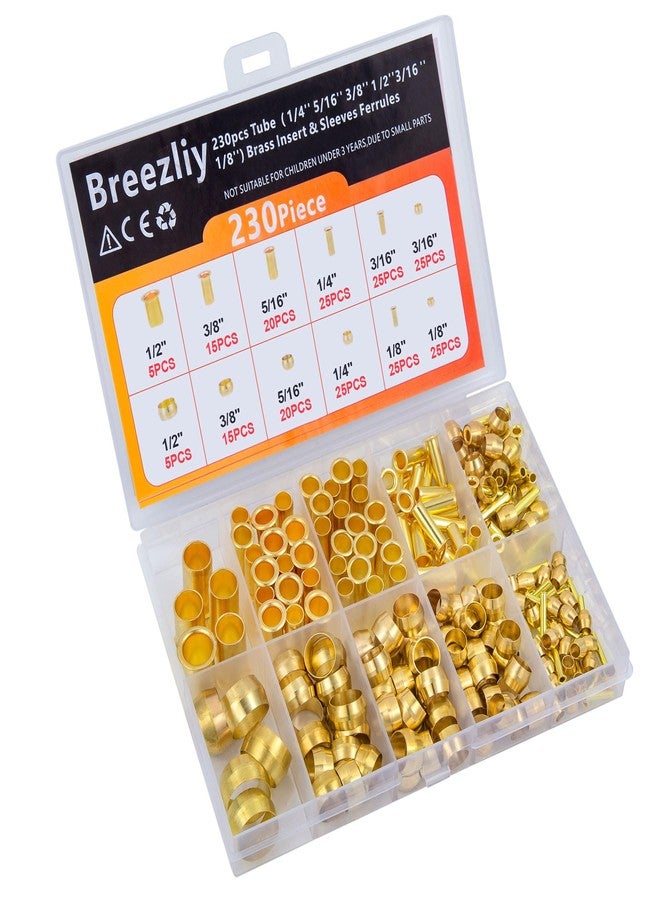 Breezliy Compression Fittings Assortment kit-6 Sizes(1/8"3/16" 1/4" 5/16" 3/8" 1/2") Brass Compression Sleeves Ferrules & Insert,used to connect lines for air,water,fuel,oil and inert gases - Image 4